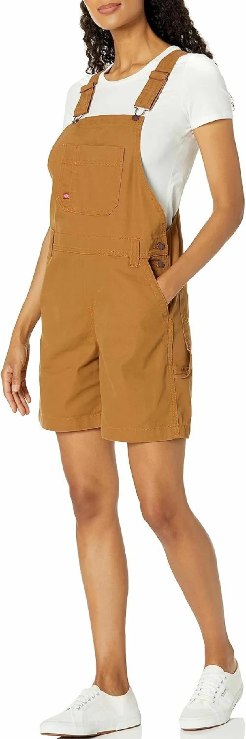 Dickies Women's Denim Bib Overalls - Classic Fit Stretch Shortalls for Work & Casual