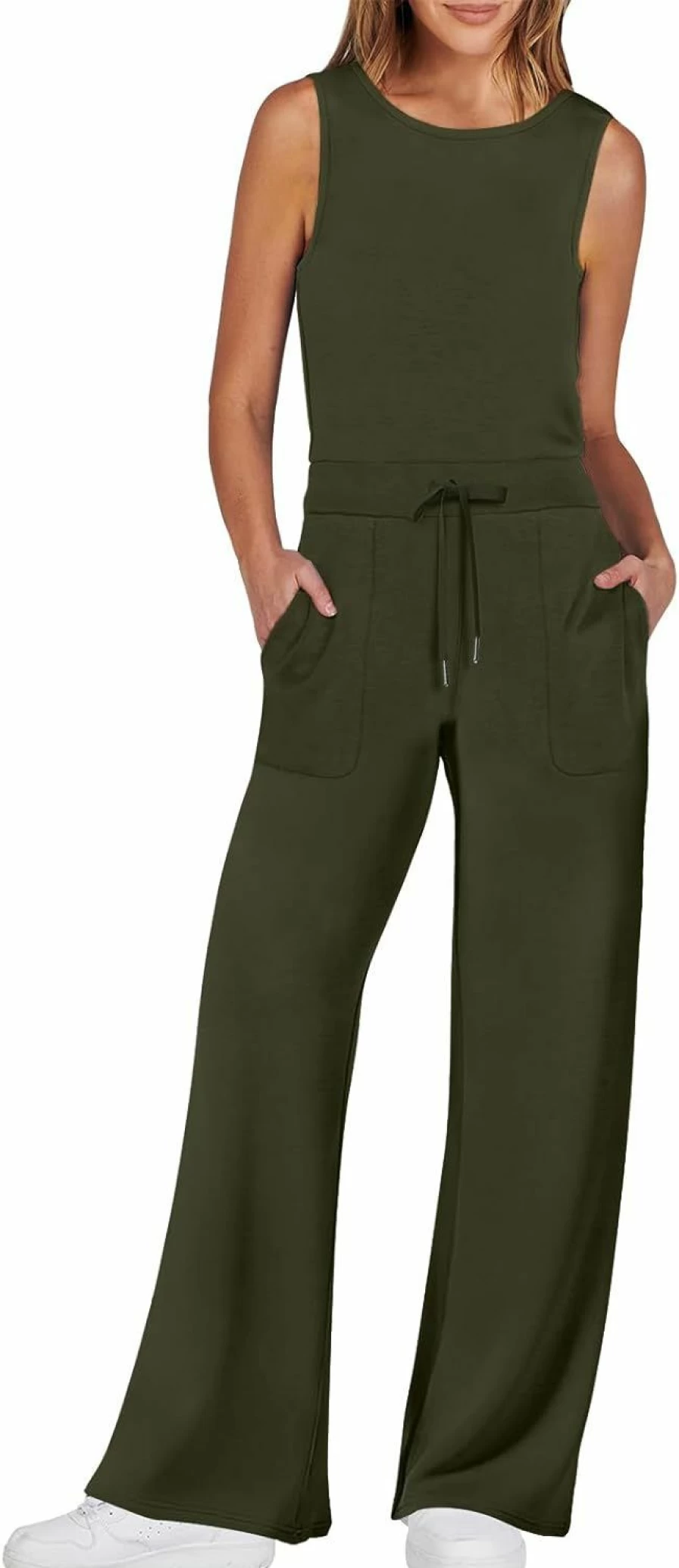 Caracilia Women's Wide Leg Jumpsuit - Casual & Dressy Romper One Piece Pant Suit for Summer 2024, Comfortable Travel Outfit
