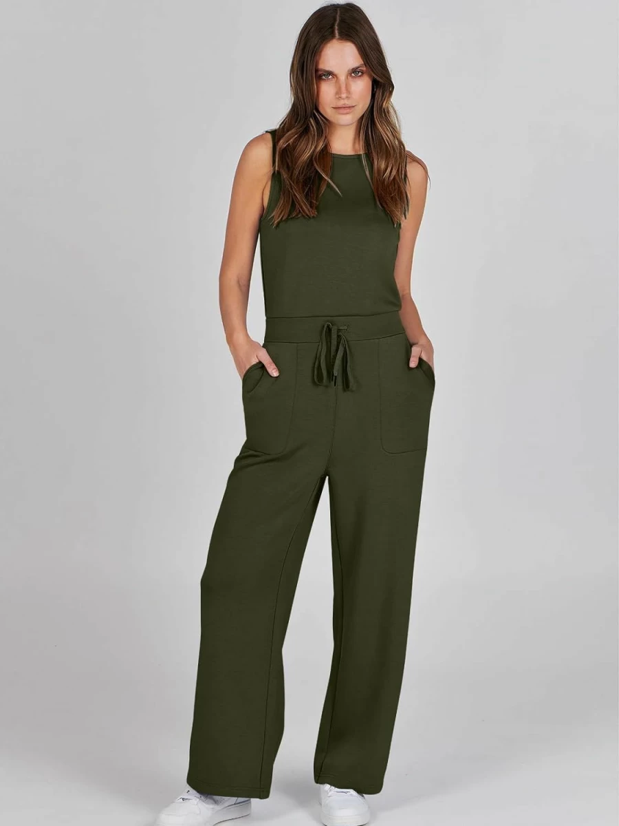 Caracilia Women's Wide Leg Jumpsuit - Casual & Dressy Romper One Piece Pant Suit for Summer 2024, Comfortable Travel Outfit