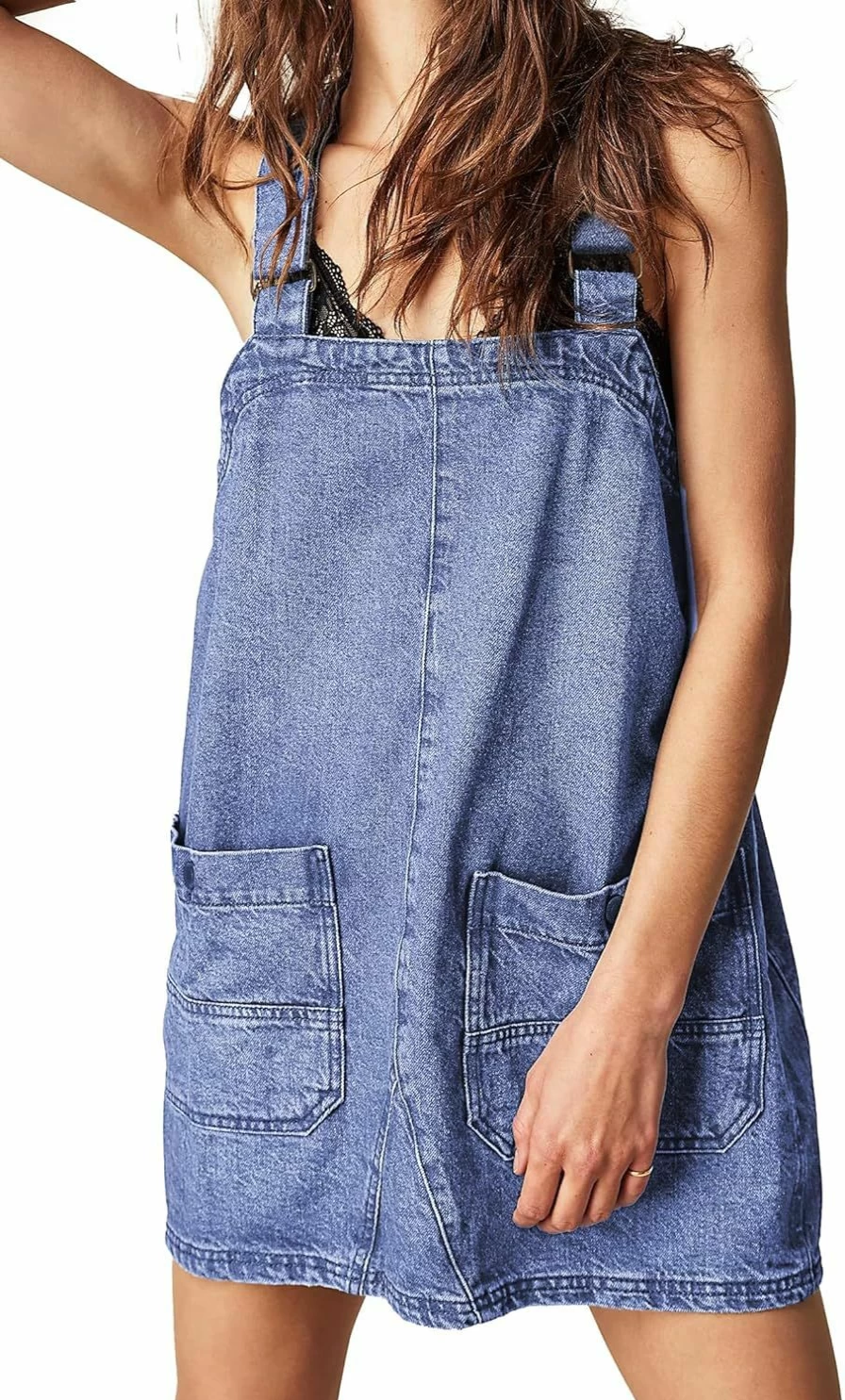 Jumppmile Women's Adjustable Strap Denim Romper - Casual Summer Overalls Jeans