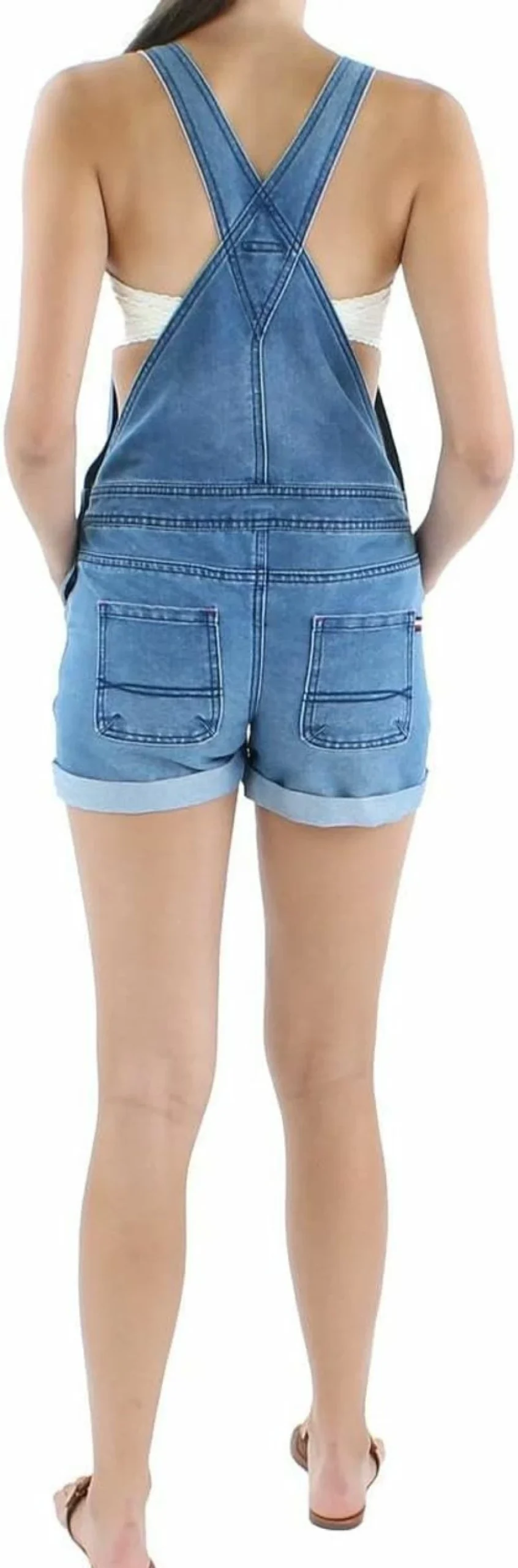 Tommy Hilfiger Women's Denim Shortalls - Classic Blue Jean Overalls & Denim Shorts
