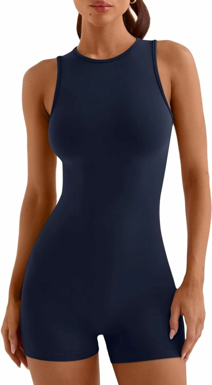 AUTOMET Women's Stretchy Jumpsuit Romper - Summer Workout Bodysuit & Sexy One Piece Shorts Outfit 2024