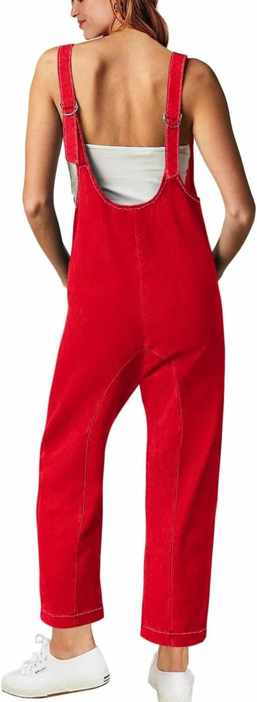 GREAIDEA Women's Casual Sleeveless Denim Overalls - Loose Fit Baggy Jumpsuit with Pockets for Streetwear