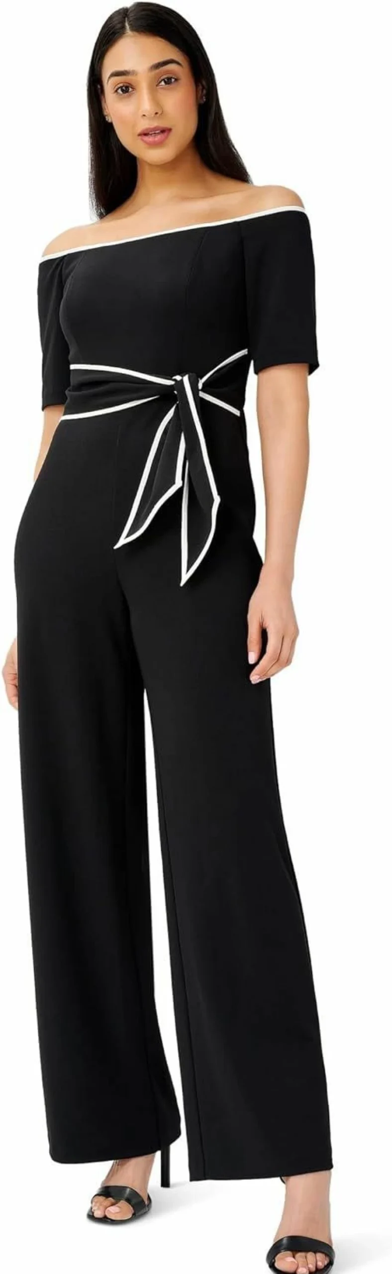 Adrianna Papell Women's Knit Crepe Tie-Front Jumpsuit - Elegant One-Piece Romper for Women