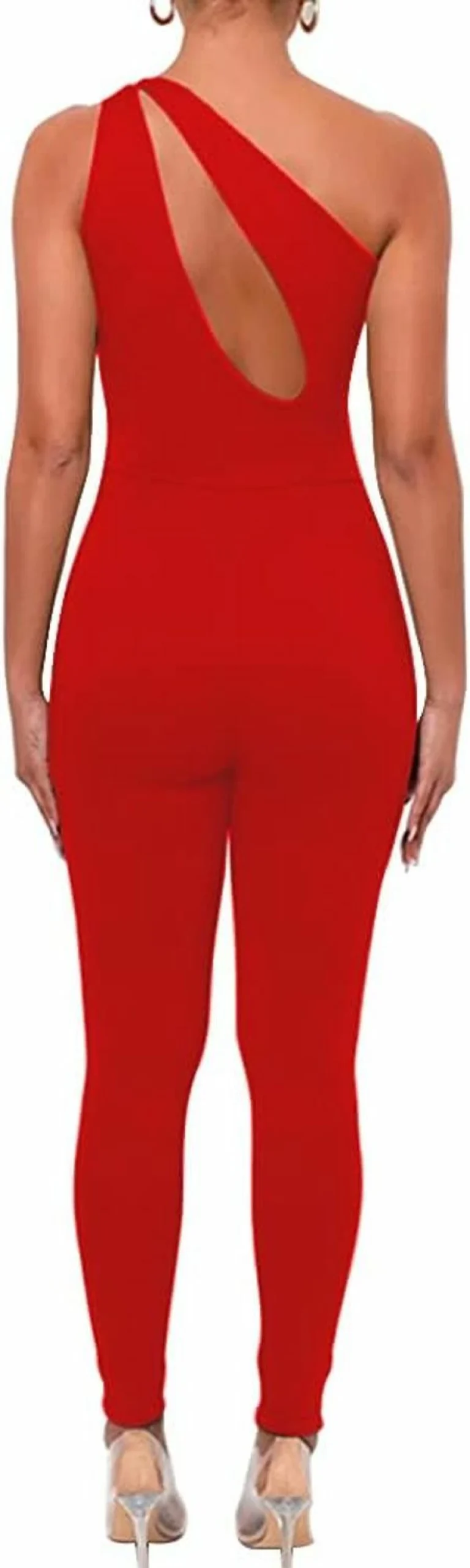SHESEEWORLD Women's Sexy One Shoulder Jumpsuit - Sleeveless Cutout Bodycon Romper for Party Long or Short Dress