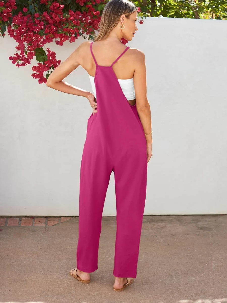 Trendy Queen Women's Sleeveless Jumpsuit Romper - Loose Fit Summer Overalls with Pockets | Casual Baggy Onesie Jumper 2024