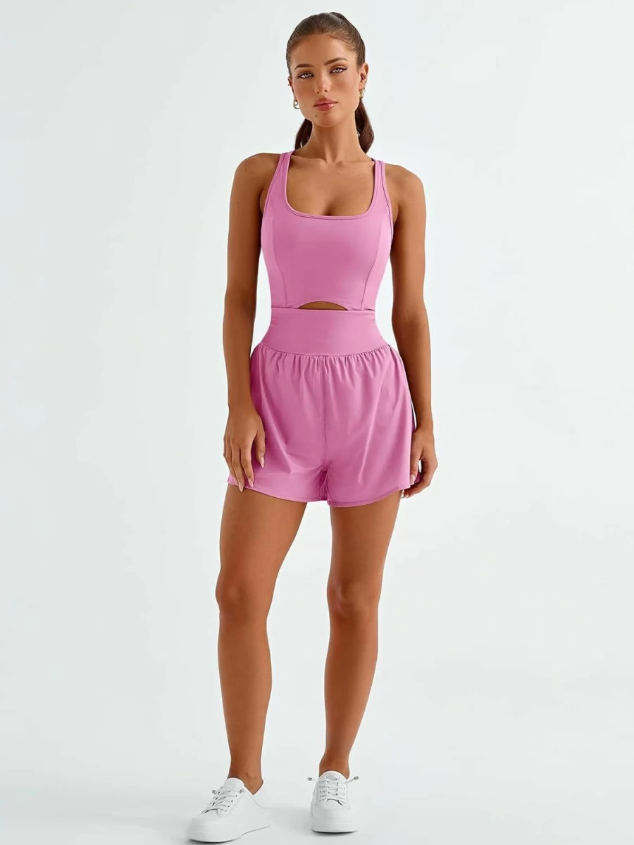 AUTOMET Women's Sleeveless Romper Jumpsuit - Casual One-Piece Unitard Bodysuit for Workout & Yoga, Fashion Tank Top Summer Outfit