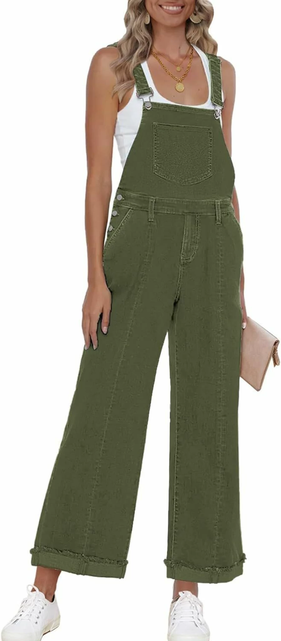 Vetinee Women's Y2K Stretch Denim Overalls - Loose Fit Wide Leg Baggy Jumpsuit for Comfortable Casual Wear