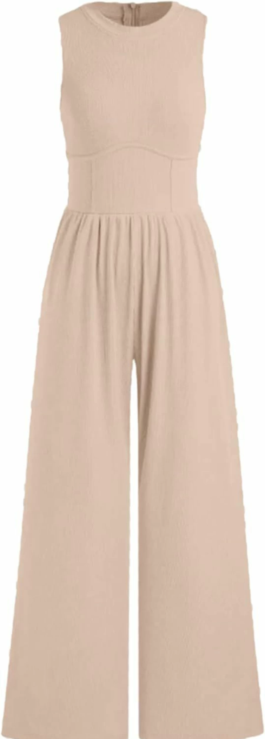 DIRASS Women's Summer Sleeveless Jumpsuit Romper with Pockets - Casual Wide Leg One Piece Outfit