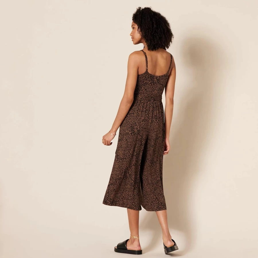 Amazon Essentials Women's Cropped Wide Leg Jumpsuit - Comfortable Jersey Cami Romper for Casual Wear