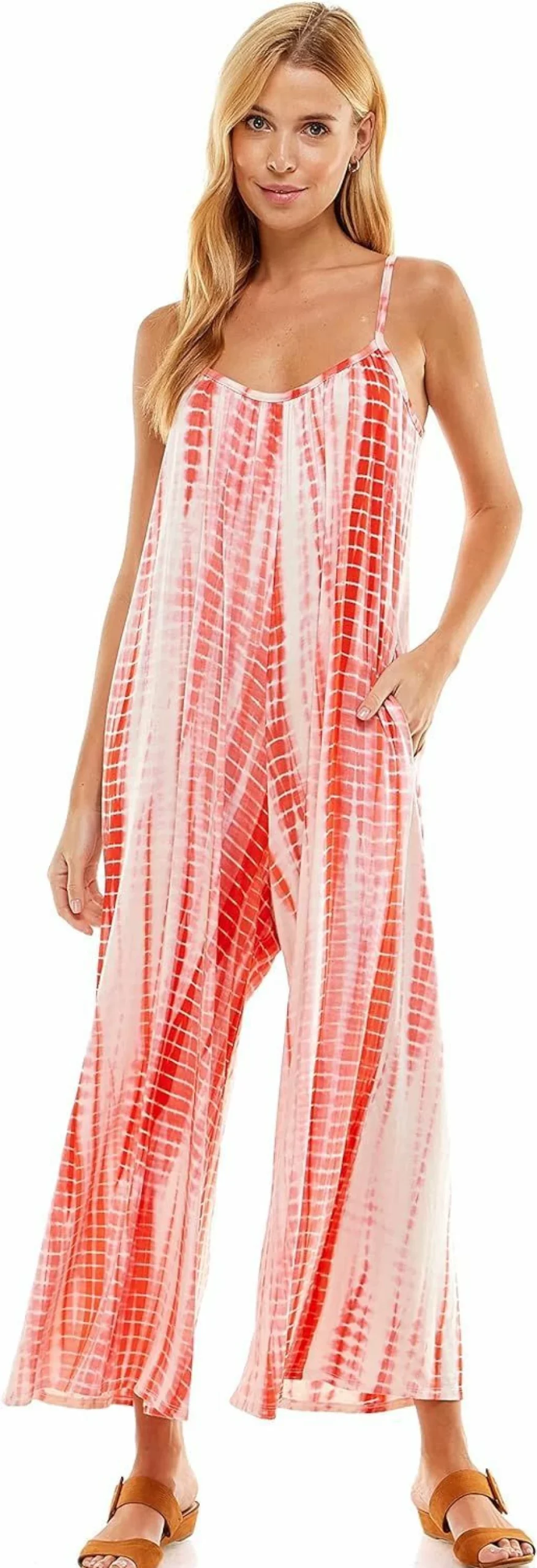 Loving People Women's Sleeveless Loose Fit Jumpsuit with Pockets - Casual Capri Romper for Maternity & Everyday Wear