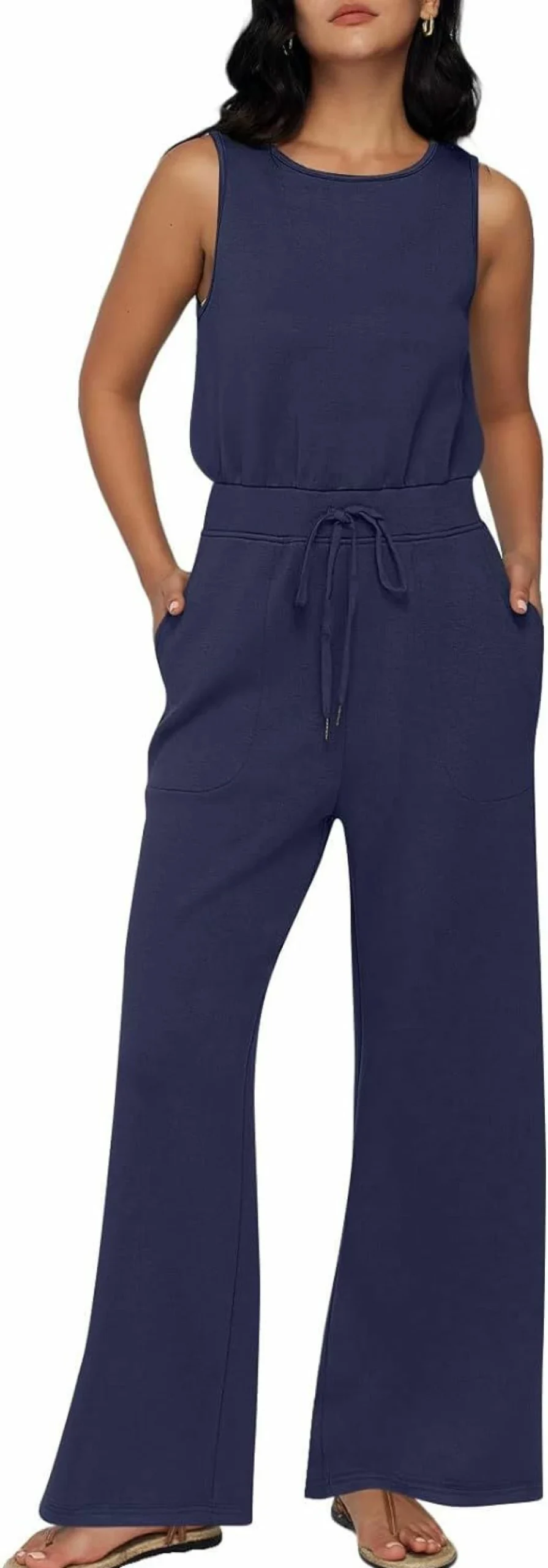 Trendy Queen Women's Sleeveless Wide Leg Romper Jumpsuit - Casual Summer Overalls Fashion Outfit 2024
