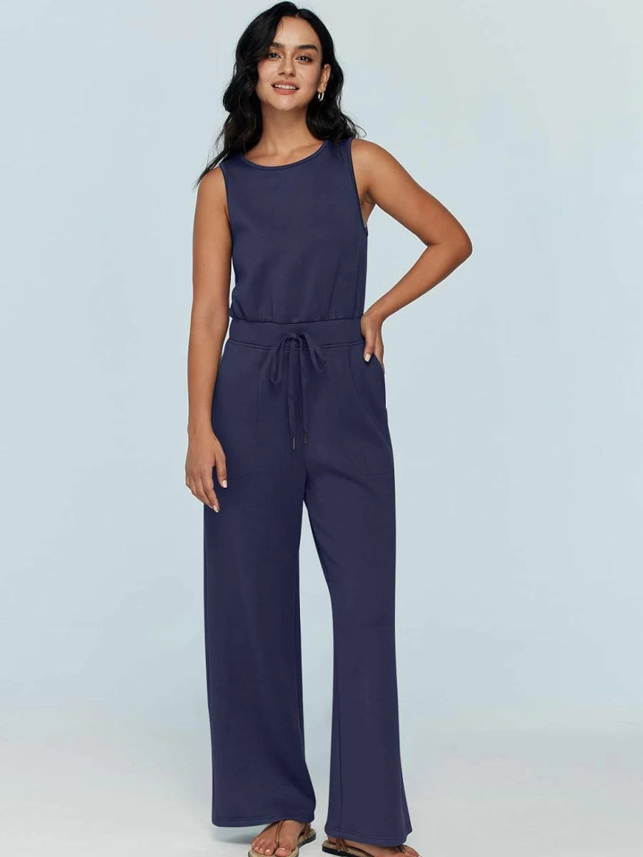 Trendy Queen Women's Sleeveless Wide Leg Romper Jumpsuit - Casual Summer Overalls Fashion Outfit 2024