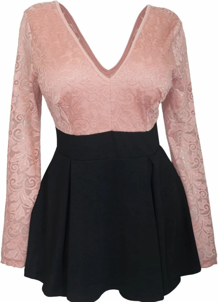 eVogues Apparel Plus Size Lace Overlay Romper Dress - Women's Elegant Jumpsuit with Floral Design