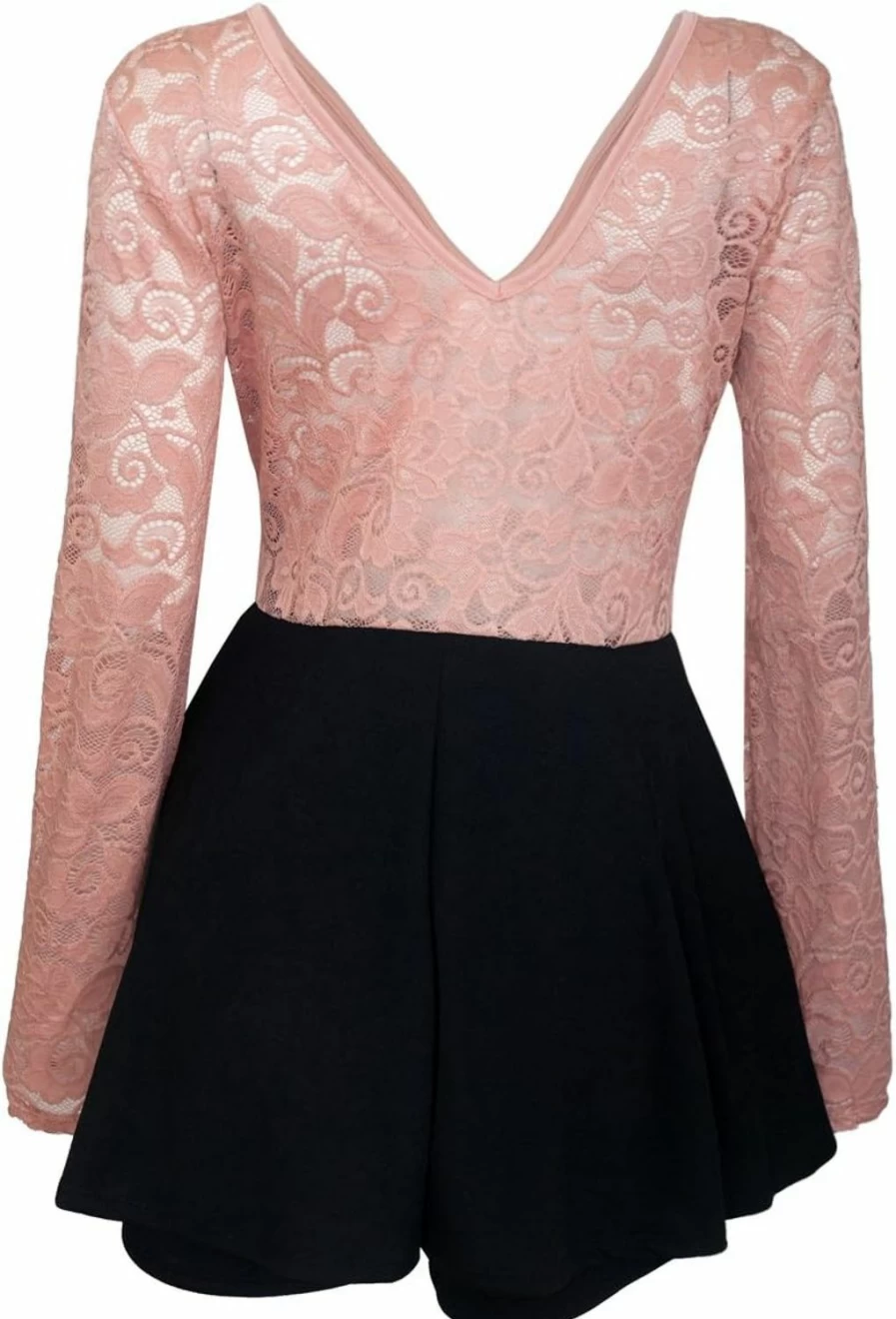 eVogues Apparel Plus Size Lace Overlay Romper Dress - Women's Elegant Jumpsuit with Floral Design