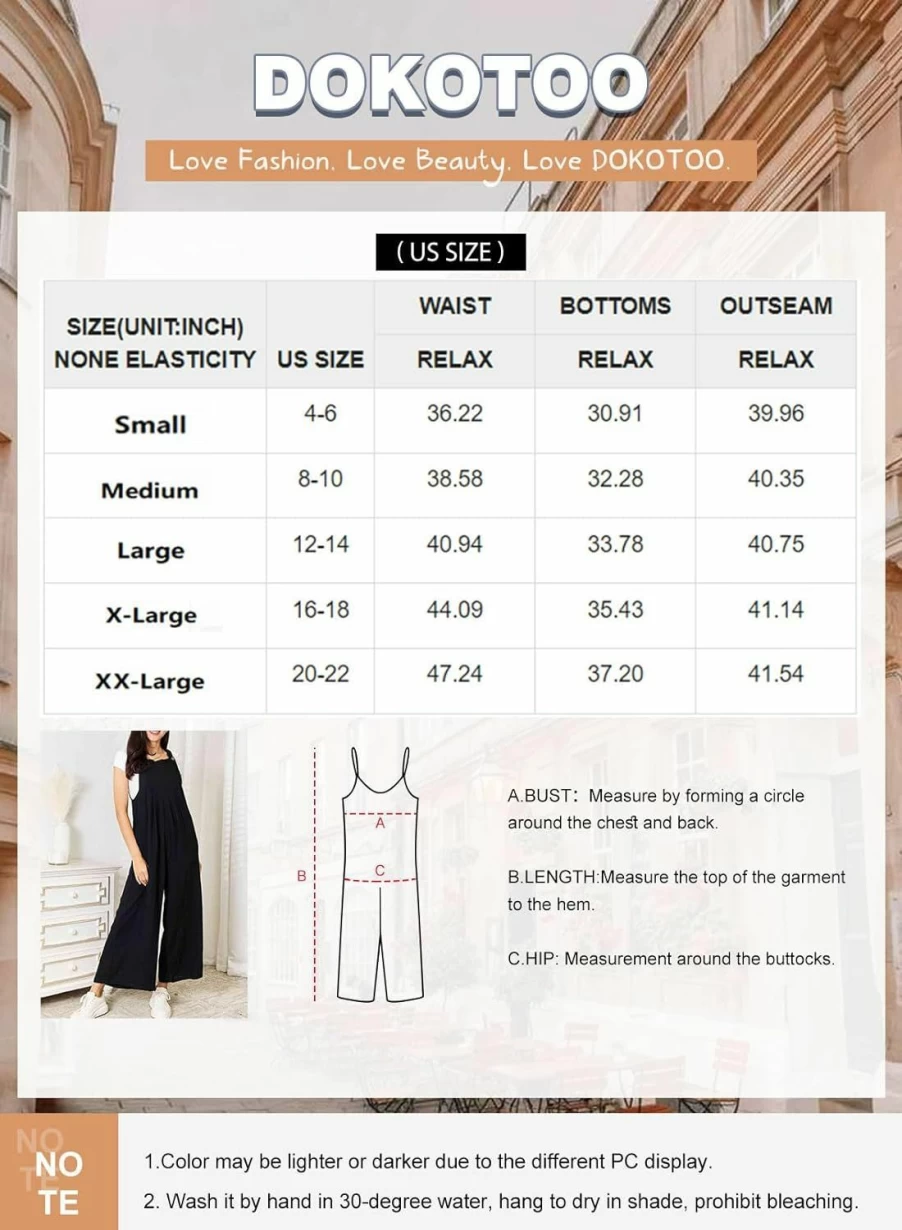 Dokotoo Women's Sleeveless Wide Leg Jumpsuit Romper with Pockets - Casual Loose Overalls One Piece Long Pant Summer Outfit