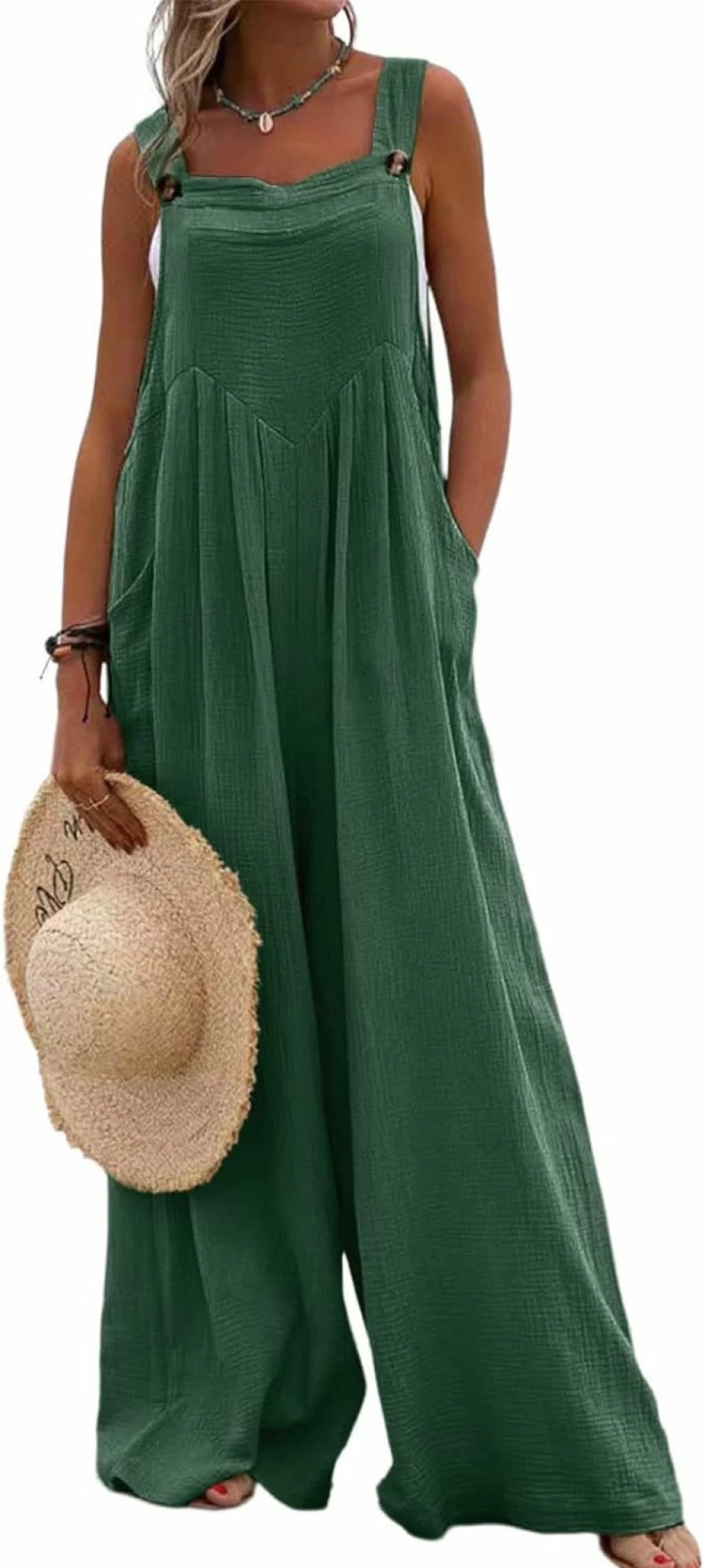 Dokotoo Women's Casual Jumpsuit with Adjustable Straps, Wide Leg Pants, and Pockets - Stylish Loose Overalls Romper for Comfort