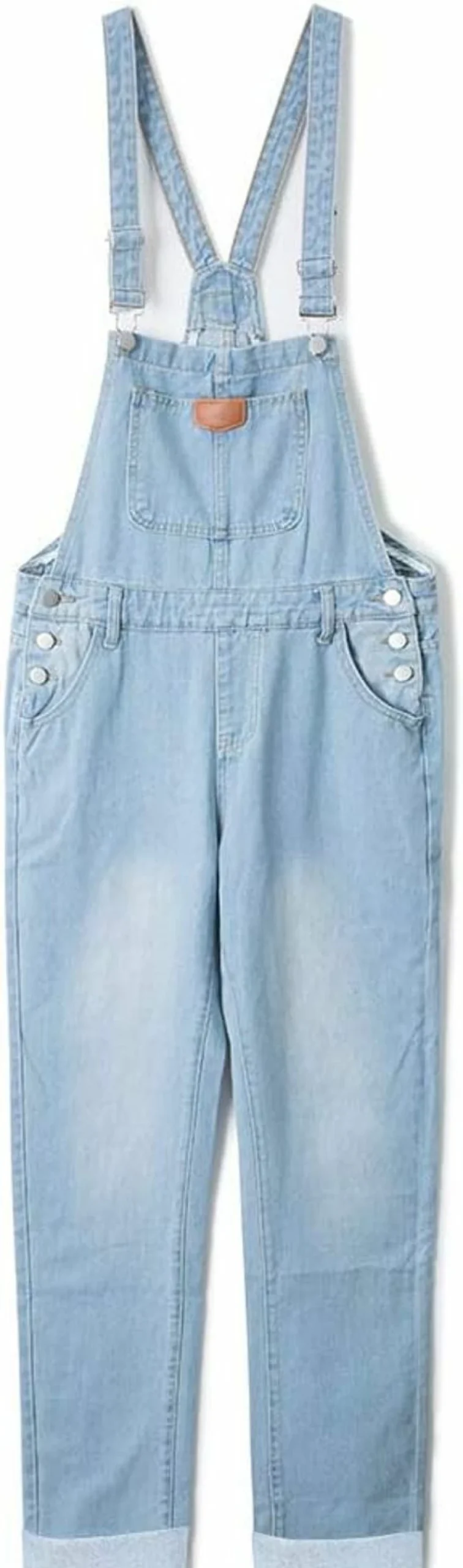 AvaCostume Women's Distressed Denim Overalls with Adjustable Straps - Vintage Ripped Jeans Jumpsuit