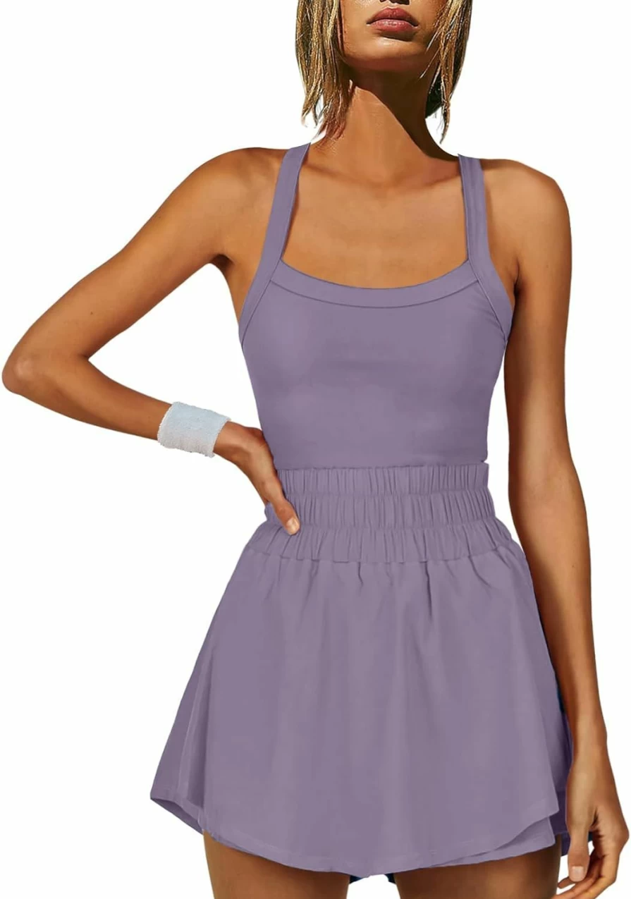 SENSERISE Women's Workout Romper - Athletic Running Onesie, Yoga & Tennis Dress, Golf Shorts, Comfortable One-Piece Activewear