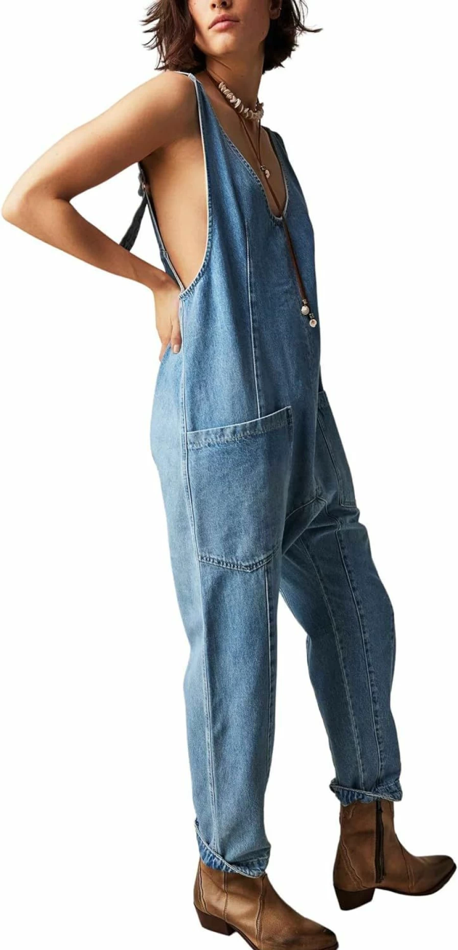 Free Women's High Roller Jumpsuit by Free People - Boho Chic Romper with Long Sleeves