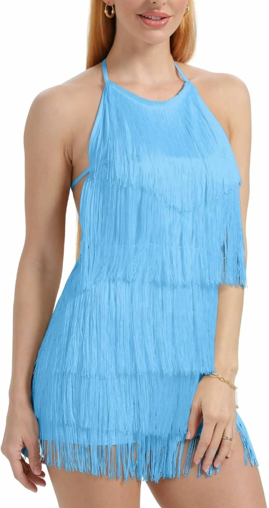 Ella Lust Women's Sexy Backless Halter Jumpsuit - Boho Fringe Tassel Romper for Club & Festival Wear