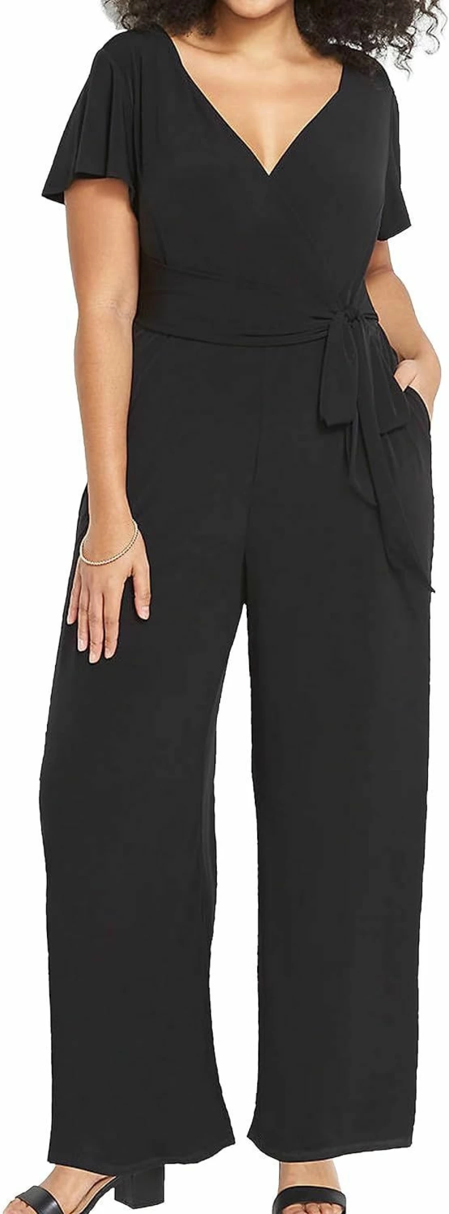 RED DOT BOUTIQUE Women's One Shoulder Asymmetrical Ruched Jumpsuit with Wide Leg & Belt Sleeveless Romper