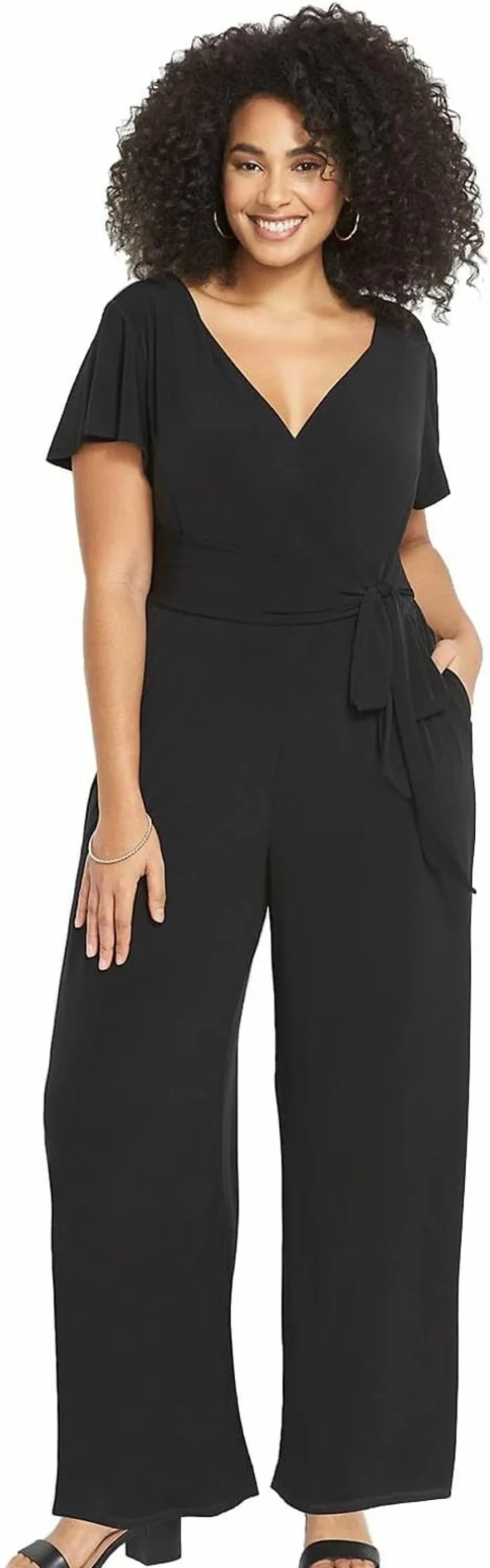 RED DOT BOUTIQUE Women's One Shoulder Asymmetrical Ruched Jumpsuit with Wide Leg & Belt Sleeveless Romper
