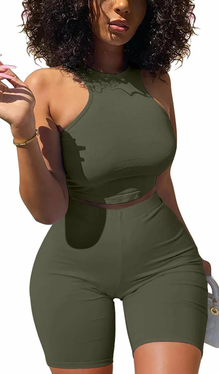 GOBLES Women's Sexy Sleeveless Crop Top and Shorts 2-Piece Jumpsuit Outfit - Summer Casual Romper Set