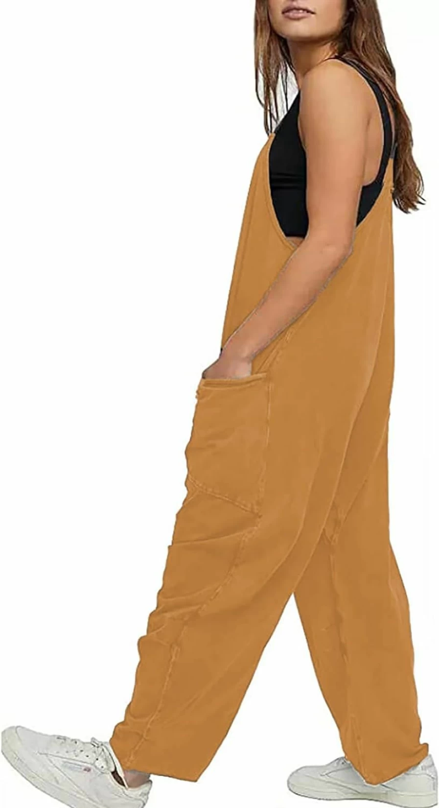 "HAILTH Women's Summer Romper - Sleeveless Loose Fit Jumpsuit with Spaghetti Straps Casual Overalls"