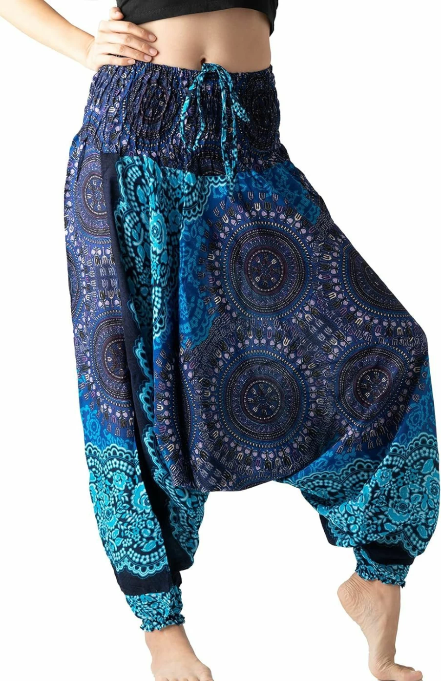 B Bangkok Pants Women's Hippie Harem Jumpsuit - Boho Chic Loose Fit Comfortable Travel Pants