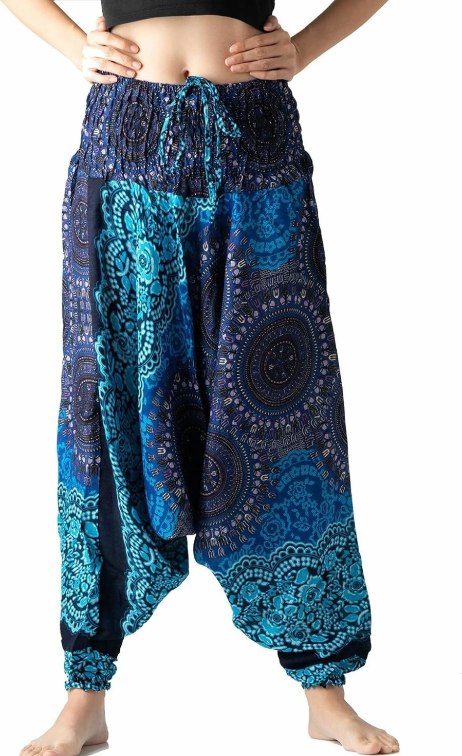 B Bangkok Pants Women's Hippie Harem Jumpsuit - Boho Chic Loose Fit Comfortable Travel Pants