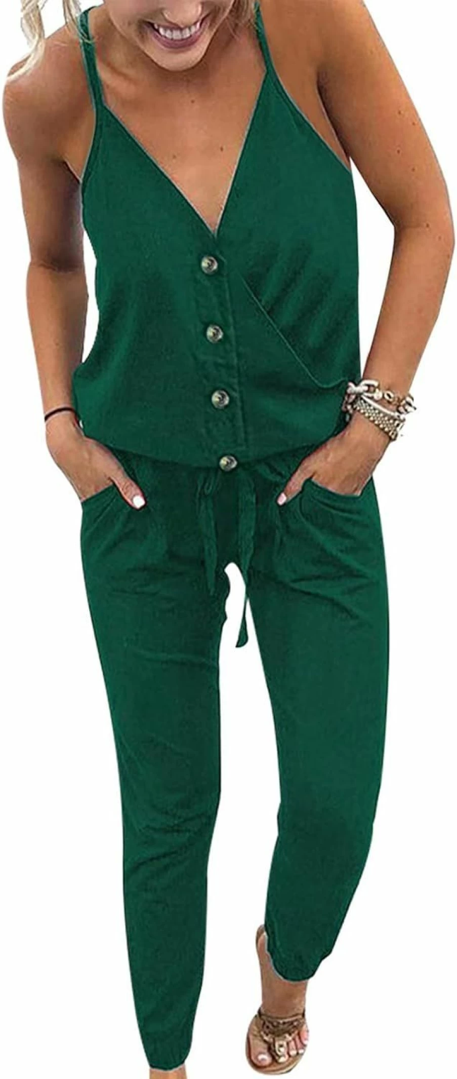 Adibosy Women's Sleeveless Summer Romper Jumpsuit - Casual One Piece Playsuit Overalls for Lounge, Beach & Outdoor Wear