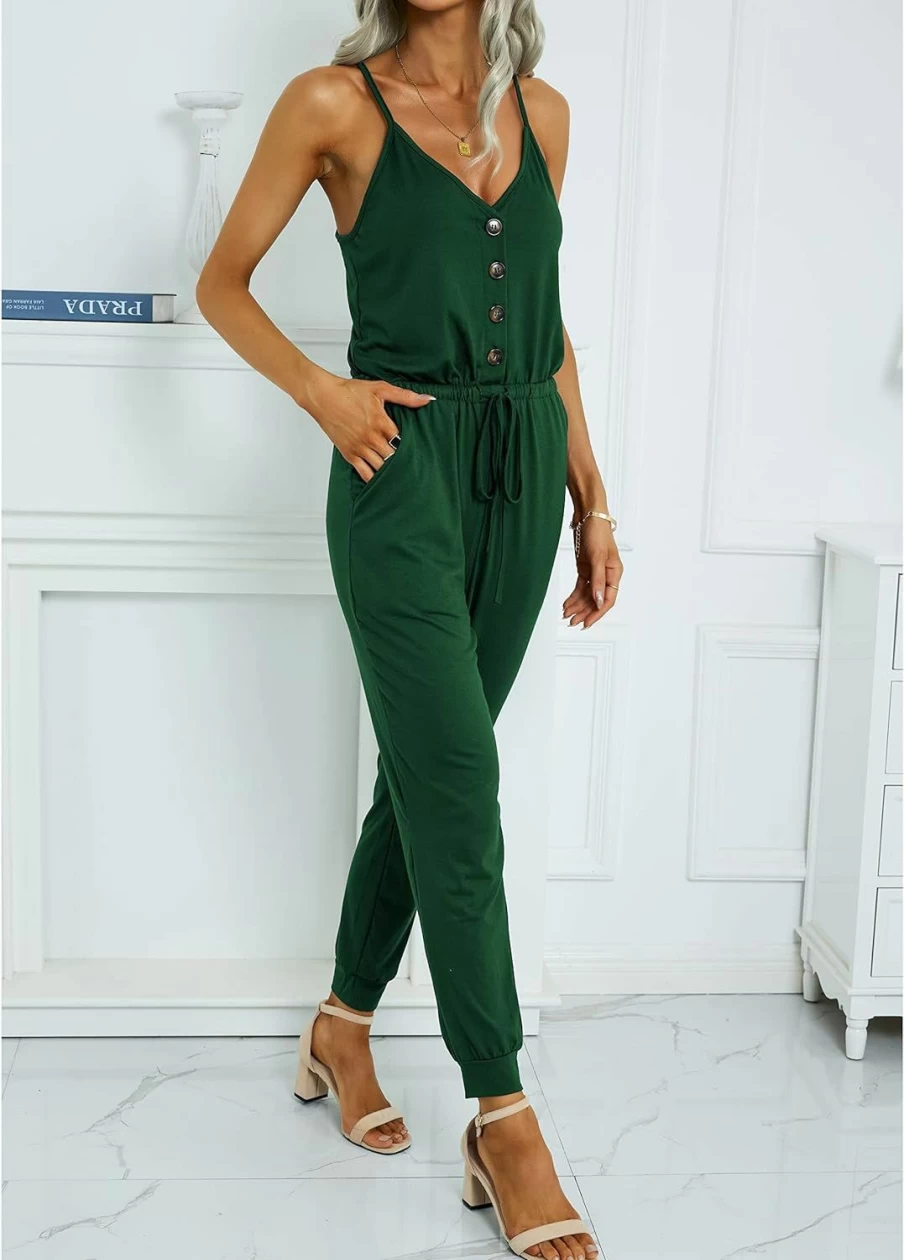 Adibosy Women's Sleeveless Summer Romper Jumpsuit - Casual One Piece Playsuit Overalls for Lounge, Beach & Outdoor Wear