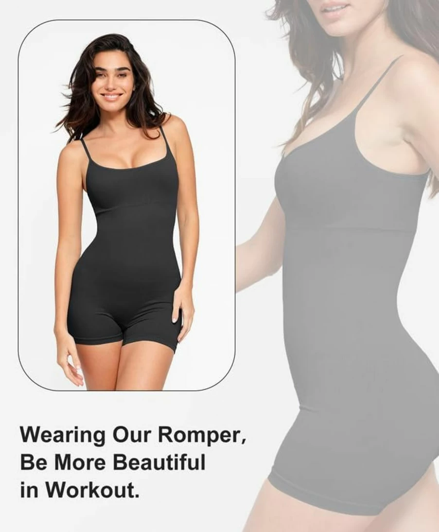 Popilush Women's Tummy Control Sleeveless Romper Jumpsuit for Gym Yoga Fashion 2024