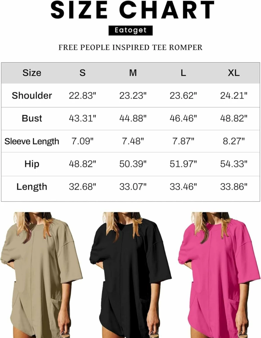 VATEAMI Women's Oversized V-Neck Backless Jumpsuit - Short Sleeve Romper with Pockets, Casual Summer Shorts Overall One Piece